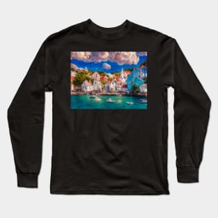 marina with boats Long Sleeve T-Shirt